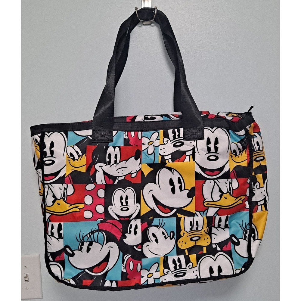 Disney Mickey Mouse &Friends Large Tote Bag Zipper Closure Dual Handles 20x15x6 - Picture 2 of 6